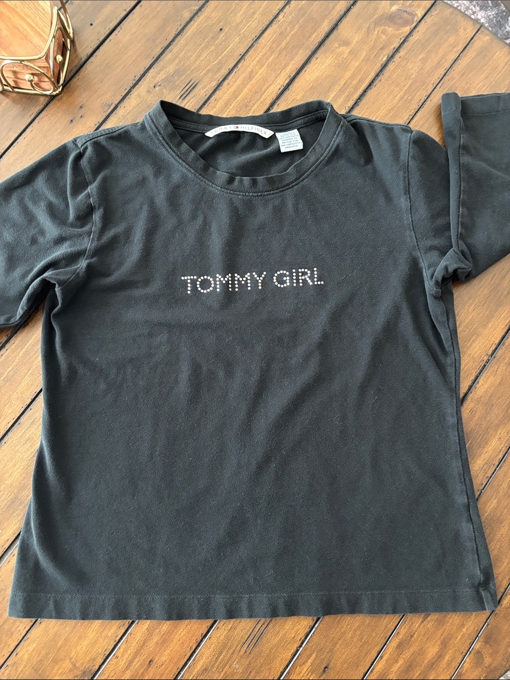 Tommy Hilfiger Black 'Tommy Girl' Rhinestone Logo Tee